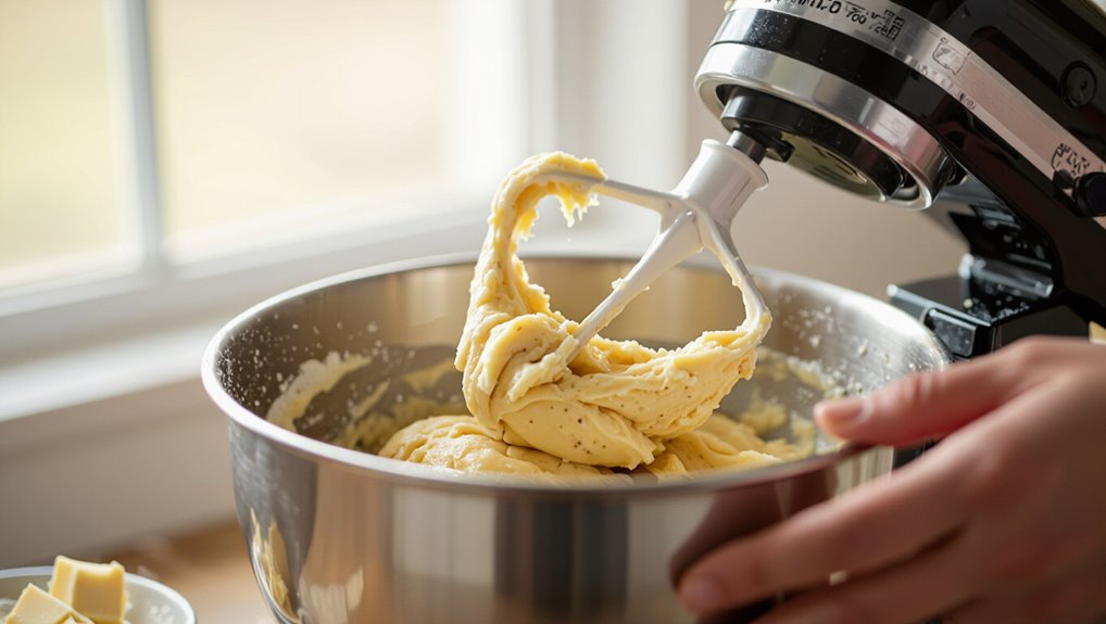 mixing dough for cookies
